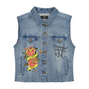 Heart Cross Trucker Denim Vest